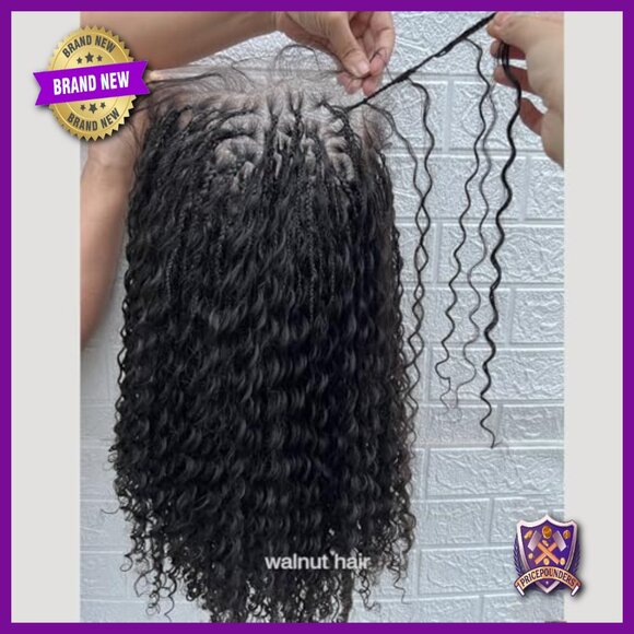 Boho Box Braids Human Hair Wig Full Lace Glueless Knotless 12 Inch main image 3